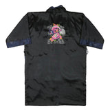 Womens Black & Navy Asian Style Jacket XL Silk Blend Plain Embroidered Dragon