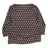ZARA Womens Brown & Cream Printed Blouse Long Sleeve Round Neck XS Top Geometric