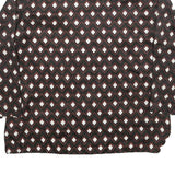 ZARA Womens Brown & Cream Printed Blouse Long Sleeve Round Neck XS Top Geometric