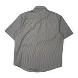 Dickies Striped Short Sleeve Shirt - Large Grey Cotton