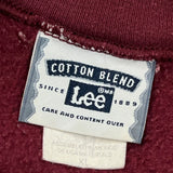 90'S Blank Lee Sweatshirt - XL Burgundy Cotton Blend