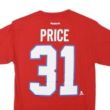 REEBOK Mens Red NHL Graphic T-Shirt S Short Sleeve Crew Neck Price 31 Print