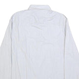 VERSACE Mens White & Grey Stripe Cotton Blend Shirt M Classic Fit Long Sleeve