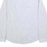 VERSACE Mens White & Grey Stripe Cotton Blend Shirt M Classic Fit Long Sleeve