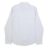 VERSACE Mens White & Grey Stripe Cotton Blend Shirt M Classic Fit Long Sleeve