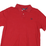 CHAPS Mens Red Short Sleeve Plain Polo Shirt L Classic Cotton Summer