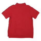 CHAPS Mens Red Short Sleeve Plain Polo Shirt L Classic Cotton Summer