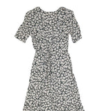 ALL THAT JAZZ Womens Black White Floral Day Dress Polyester Blend Short Sleeve