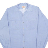 RED KAP Mens Blue Check Shirt M Cotton Blend Long Sleeve Button Closure