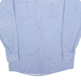 RED KAP Mens Blue Check Shirt M Cotton Blend Long Sleeve Button Closure