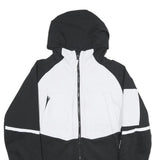 ADIDAS Mens Black & White Zip Hooded Jacket M Polyester Blend Colourblock