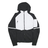 ADIDAS Mens Black & White Zip Hooded Jacket M Polyester Blend Colourblock