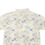 SUMA Womens Cream Floral Palm Tree Short Sleeve Polo Shirt XL Cotton Blend