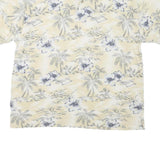 SUMA Womens Cream Floral Palm Tree Short Sleeve Polo Shirt XL Cotton Blend