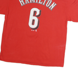 MAJESTIC Mens Red MLB Hamilton 6 Graphic T-Shirt XL Short Sleeve Crew Neck