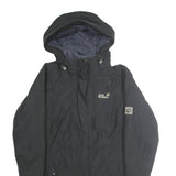 JACK WOLFSKIN Womens Black Jacket UK 16 Polyester Blend Plain Hooded Zip