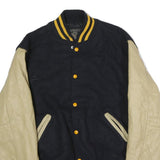 HOLLOWAY Mens Black & Beige United States Navy Bomber Jacket XL Cotton Blend