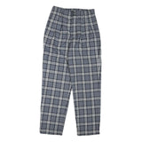 Grey Polyester Blend Mens Regular Fit Tapered Trousers W28 L28 Checked Pattern