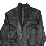 VERA PELLE Womens Black Faux Leather Button Jacket M Leather Plain Button