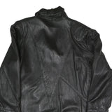 VERA PELLE Womens Black Faux Leather Button Jacket M Leather Plain Button