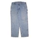 CARHARTT Mens Loose Blue Denim Light Jeans W36 L32 Workwear Zip Closure