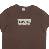 LEVI'S Mens Brown Cotton Blend Logo T-Shirt 2XL Short Sleeve Crew Neck Casual