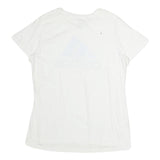 ADIDAS Mens White Light Blue Logo Graphic T-Shirt L Short Sleeve Crew Neck