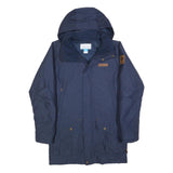 COLUMBIA Mens Blue Outdoor Jacket S Polyester Blend Zip Hooded Plain