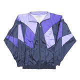 PAND'ORA Womens Blue & Purple Zip Jacket L Polyester Blend Colourblock Retro