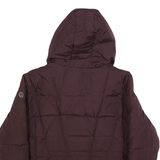CALVIN KLEIN Womens Maroon Puffer Jacket XL Polyester Blend Hooded Zip
