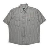 Dickies Striped Short Sleeve Shirt - Large Gray Cotton