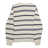 TOMMY HILFIGER Mens Beige & Navy Patterned Cotton Jumper V-Neck Rib Knit S