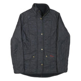 BARBOUR Womens Black Quilted Jacket UK 8 Polyester Blend Button Closure Stylish