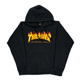 Flame Logo Thrasher Graphic Hoodie - Small Black Cotton