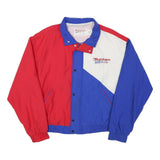 BURNHAM Mens Red & Blue Racing Jacket L Polyester Blend Button Closure Classic