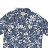 HAVANA JACKS Mens Blue Hawaiian Shirt L Silk Tropical Print Summer Casual
