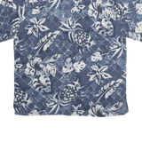 HAVANA JACKS Mens Blue Hawaiian Shirt L Silk Tropical Print Summer Casual