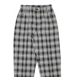 Womens Relaxed Black & White Check Trousers W25 L28 Polyester Blend Zip Closure