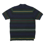 NAUTICA Mens Blue Green Black Yellow Stripe Short Sleeve Polo Shirt M Classic