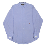 TOMMY HILFIGER Mens Blue Small Check Shirt L Classic Button Collar Long Sleeve