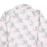 Womens Pink & Grey Dog Print Casual Jacket L Polyester Blend Zip Pocketed