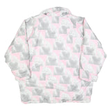 Womens Pink & Grey Dog Print Casual Jacket L Polyester Blend Zip Pocketed