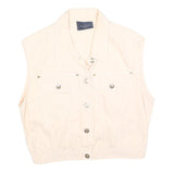 TRUSSARDI Womens Cream Cotton Blend Sleeveless Jacket M Button Closure Casual