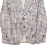 Mens Beige and Pink Checked Classic Jacket M Wool Blend Button Closure