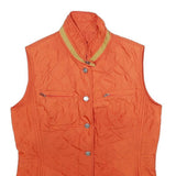 BOGNER Womens Orange Quilted Sleeveless Jacket UK 12 Polyester Button Closure