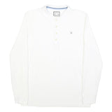 DIESEL Mens White Long Sleeve Plain Polo Shirt M Cotton Blend Casual