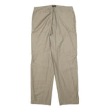 GSWD Mens Cotton Blend Beige Relaxed Straight Trousers W36 L34 Casual Zip Fly