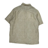 Tasso Elba Floral Short Sleeve Shirt - Large Beige Silk Blend