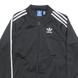 ADIDAS Womens Black & White Trefoil Track Jacket UK 6 Polyester Zip Sportswear