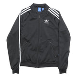 ADIDAS Womens Black & White Trefoil Track Jacket UK 6 Polyester Zip Sportswear